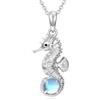 MUUYON Collana con cavalluccio marino, in argento Sterling 925, con pietra di luna artificiale, con ciondolo a cavalluccio marino, idea regalo per donne
