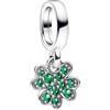 Amuefer Quadrifoglio pendente Charm Compatibili Bracciale Collana, Argento Sterling Ciondolo Compleanno Natale Gioielli Regali per le Donne Moglie Amici