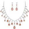 EVER FAITH Set di gioielli con zirconi per sposa, elegante cubico aprile, pietra portafortuna a goccia, zirconi, per feste di nozze, collana per donna