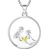 YL Collana Madre e Figlia 925 Argento tagliato Novembre Pietra portafortuna Giallo Zirconia Cubica Collana con Ciondolo Regali per Donne Mamma, 45-48 CM