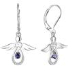 FJ Orecchini Donna Angelo Custode Argento 925 Orecchini Dicembre Pietra Portafortuna Tanzanite Gioielli Regalo per Donna