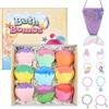 Tolenre Bombe da Bagno Bambini con Gioielli Sorpresa, 9x150g Bomba da Bagno in schiuma naturale e organica, Effervescenti Bubble Bath Bombs Kit con Borse per Ragazze Regali di Compleanno Pasqua Natale