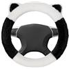 shallyong Coprivolante Auto Invernale, Copri Volante per Auto in Peluche con Orecchie, Copristerzo Caldo & Antiscivolo, Accessori Auto Interni Carini, Coprivolante Auto Universale (Nero i bianco)