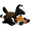 MorisMos Cavallo Peluche Gigante XXL, 50cm Nero Mamma con 3 Kawaii Bambino, Realistico Giocattolo di Peluche Grande Morbido Peluche Regalo per Bambini Compleanno Natale Deco