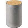 mDesign Pattumiera con coperchio basculante, in bambù e plastica, per bagno o camera da letto, piccola pattumiera con coperchio basculante per un facile accesso, colore: grigio/naturale