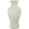 DRW Vaso con Forma Snella Pavimento in Ceramica Bianco Rustico 61x32x32 cm