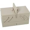 DRW Cucito estensibile tipo fisarmonica con cassetto in legno, colore talpa, 23 x 33 x 16 cm