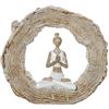 DRW Figura Donna meditando su un cerchio di resina bianca e naturale 18x20x5 cm