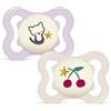 MAM Supreme Night - Ciuccio da 0 a 6 m, confezione da 2 pezzi, con scatola per il trasporto e la sterilizzazione, ciuccio luminoso dalla nascita, tettarella in silicone MAM SkinSoft, da 0 a 6 mesi
