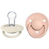 BIBS De Lux Ciuccio confezione da 2 pezzi. Privo di BPA, Tettarella tonda. Silicone, Misura unica, Ivory/Blush