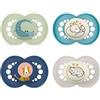 MAM Istruzioni in Lingua Straniera Mam, Day & Night, Skin Soft ciuccio in silicone, dai 16 mesi, per femmina set da 4 incluse 2 scatole sterili per il trasporto.