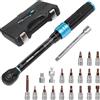 SHALL Set di chiavi dinamometriche da 21 pezzi da 1/4, (2-25 Nm) 72 denti regolabili in doppia direzione per la manutenzione di bici e moto, con asta di prolunga e scatola di immagazzinaggio