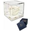 Passionefiori.it S 1088 Luxury Rose Stabilizzate Vere in Cubo più Spesso Luxury 8 e Scatola Regalo Lusso, Cubo Rosa stabilizzata Bianca, Rosa eterna