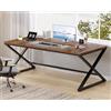 LVB - Scrivania per Computer da Lavoro in Legno e Metallo Industriale Rustico Grande 80 x 180 x 70 cm per Casa e Ufficio Legno Marrone Rustico