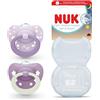 NUK First Choice Classic Day & Night Succhietto per Bambini | 6-18 Mesi | Succhietti Ortodontici che si Illuminano al Buio | Accettati dal 95% dei Bambini** | Viola | Confezione da 2