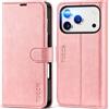 TUCCH Custodia per iPhone 17 Pro 6,3-pollici 5G 2025 [RFID Blocking] Portafoglio | Cover Pelle Sintetica Antiurto Funzione Supporto Slot Schede Protezione Integrale Chiusura Magnetica, Rosa Confetto