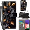 PHINIENLAND Cover per Samsung Galaxy A22 5G Case PU Pelle Custodia [Kickstand] [Chiusura magnetica] [Slot per Schede], Portafoglio Flip Custodia per Samsung A22 5G,Fiori