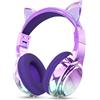JYPS Cuffie Bluetooth Bambina, Metallico Cuffie Bambini Wireless Over Ear con Microfono Bluetooth 5.3, 74/85/94dBA Volume limitato, 40H Tempo di Riproduzione, per Musica/Scuola