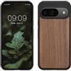 kwmobile Custodia Compatibile con Google Pixel 9 / Pixel 9 PRO Cover - Protezione in Legno per Smartphone - Back Case con Bumper in Silicone TPU - Marrone Scuro Legno di Noce
