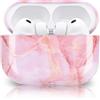 Newseego Cover Rigida per PC Compatibile con AirPods Pro 3 Generazione 2025, Disegno del Modello di Marmo per le Ragazze e le Donne Custodia Protettiva Antiurto per Apple AirPods Pro 3 Gen-Rosa