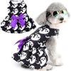 Zunea - Abiti di Halloween per cani di piccola taglia e gatti, con stampa di fantasmi, costume di Halloween per cuccioli femmina, gonna morbida per animali domestici con fiocco, vestiti per Chihuahua