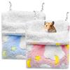 KASESSS 2 Pezzi Caldo Amaca per Piccoli Animali, 18x20cm Morbido Amaca da Appendere con 2 Ganci per Criceti, Furetti, Scoiattolo, Ricci (Rosa,Blu)