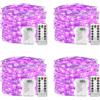 plainshe Catena luminosa a batteria, 4 pezzi, viola, 100 LED, 10 m, 8 modalità, telecomando, timer, dimmerabile, batteria, Natale, impermeabile
