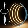 Aurevita Striscia LED COB USB 5V, 2m Luce Bianca Calda Dimmerabile, Larghezza 8mm luci led adesive, Flessibile e Tagliabile, per TV, Cucina, Soggiorno, Festa, Decorazioni Fai-da-te (2m Warm White)