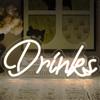UExnkj-Y Drinks Insegna al Neon Lettere al Neon a LED Bianco Caldo Adatto per insegne luminose decorative per negozi,ristoranti,bar e feste con pulsante e interruttore dimmerabili