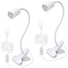LQUNFYL 2 x Lampada a pinza E27, 240 cm cavo, 35 cm lunghezza 360 gradi, flessibile a collo di cigno, presa E27 con pinza, lampada a morsetto per letto, faretto con pinza, lampade di lettura, lampade