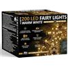 NETTA 200 luci LED a batteria, 20 m, per albero di Natale, con timer, 8 diverse modalità, per uso esterno e interno, bianco caldo
