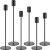 Snarflun Set di 6 Portacandele in metallo Nero - Candelabri di Diverse Dimensioni 22.3/27.2/32cm,Perfetti per Casa,Tavolo da Pranzo,Feste, Matrimoni,Natale e Cene a Lume di Candela (Nero)