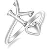 SILBERTALE Anelli iniziali in argento Sterling 925, anello con lettere A-Z per donne, regolabile, a forma di cuore, impilabile, anello di promessa e pollice, gioielli alla moda con confezione regalo