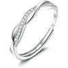 JeweBella Anelli Donna Argento 925 Anello Fidanzamento Regolabili Donna Anello di Promessa Fedi Nuziali Oro 18K Anelli Matrimonio Fedina Argento 925 Donna Anello Donna Gioielli con Carta Regalo
