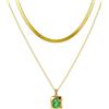 YONVUN Collana ciondolo Girocollo a strati separati | 18k oro placcato serpente spina di pesce piatto impilabile catena rettangolo pietra preziosa cristallo zircone collana dainty gioielli set regalo