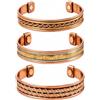 Touchstone Bracciale magnetico Rame stile tibetano. Forgiato a mano con rame puro massiccio e di alto calibro. Set di 3 diversi design in 3 metalli.