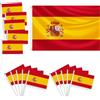 WALLFID Set di bandiere da 16 pezzi,decorazioni per coppe europee,1 pezzo di bandiera grande 150x90cm,con occhielli in ottone,15 pezzi bandiera a mano piccola,decorata per eventi sportivi,feste(Spagna)