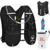 ONETOALL Zaino Trail Running, Gilet Running Uomo Donna, Ultraleggero Gilet Corsa Riflettente Idratazione Multitasche con Borraccia Morbida 500ml e Sacca Idrica 2L per Trekking Ciclismo MTB Sci