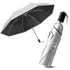 Le Monde du Parapluie - Ombrello pieghevole da donna - Ombrello a tre persiane - Rivestimento in titanio argento, Nero, Classic