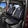 GIOVANNI BUTTI Coprisedili universali per auto 1+1 Transit Custom (2016-2023) - Premium coprisedili anteriori in lino, Nero-Blu, set di coprisedili anteriori con kit di montaggio