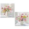 DRW Set di 2 quadri tela naturale con vasi e fiori in bianco, giallo e rosa, 40 x 40 x 3 cm
