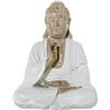 DRW Statuetta Buddha meditando in resina bianca e naturale 34x27x20 cm