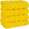 American Soft Linen Asciugamani di lusso per il bagno, 600 g/m², peso 16 x 28 cm, 100% cotone, set di 4 asciugamani per viso, asciugamani gialli