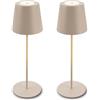 BRILONER - Set di 2 lampade da tavolo LED senza fili con touch, dimmerabili a livelli, regolabili in altezza, lampada da scrivania senza fili, lampada ricaricabile, comodino, 12x36 cm, beige