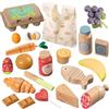 howa shop accessori cucina per bambini in legno, set di giocattoli in legno da 25 pezzi per giocare a mangiare - frutta, verdura, salsiccia, formaggio, pesce, panini e altro ancora 4895