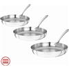 Agnelli Alu-Inox 3-Ply Set Padelle Basse Induzione Con Manico 1907 Inox In Aluinox Cromate Set 3 Pz
