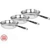 Agnelli Alu-Inox 3-Ply Set Padelle Alte Svasate Con Manico Tubolare In AluInox Cromato Set 3 Pz