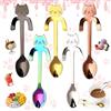 Oneroomone Cucchiaino da caffè in acciaio inox, 5 pezzi per gatti, mini cucchiaini per acqua, tè, latte, caffè, zuppa, zucchero, dessert, antipasto, spezie, bevande, frappè (5 colori)