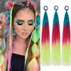 PORSMEER 3 confezioni di extension per coda di cavallo da 61 cm, extension per capelli colorate verde/rosso/giallo, glitter e tinsel misti per intrecciare, coda di cavallo ombre per trecce con