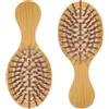 DOPENSPI 2 mini spazzole in bambù per la crescita dei capelli, mini spazzola per capelli con manico in bambù, spazzola per capelli in legno naturale, spazzola districante da viaggio, spazzola